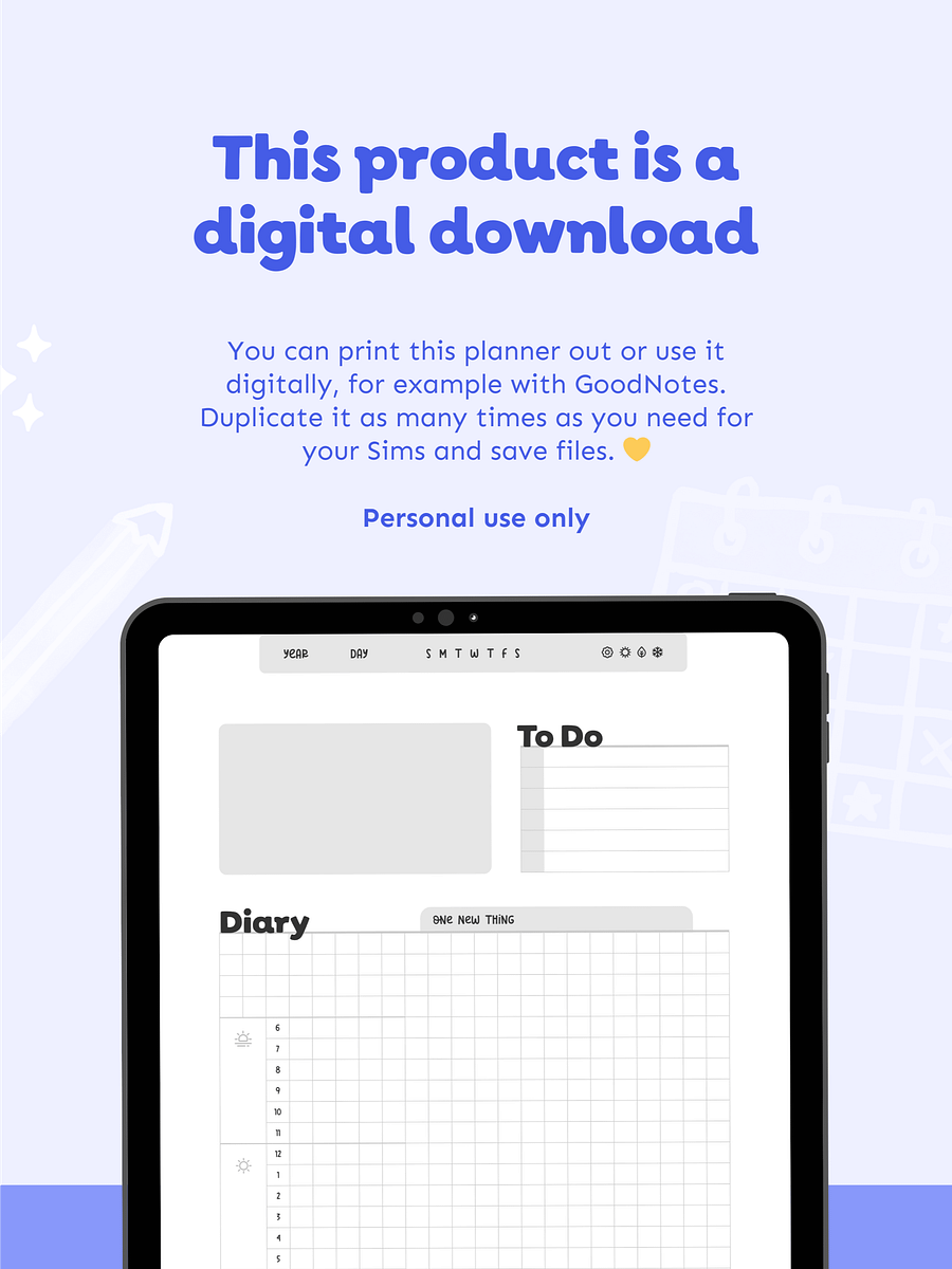 Sim Planner Printable product image (3)