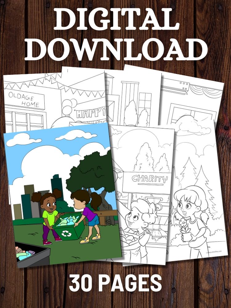 Kids Doing Community Service Printable Coloring Pages