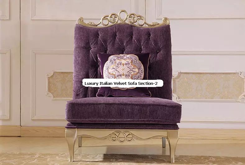 VIDA Luxury Italian Style Velvet Sofa Sectional Set. 3 Pieces. Plum Colored product image (4)
