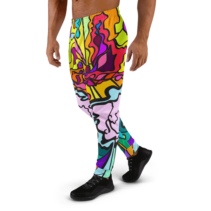 Vibrant Abstract Men's Joggers - Wave at Sunset product image (1)
