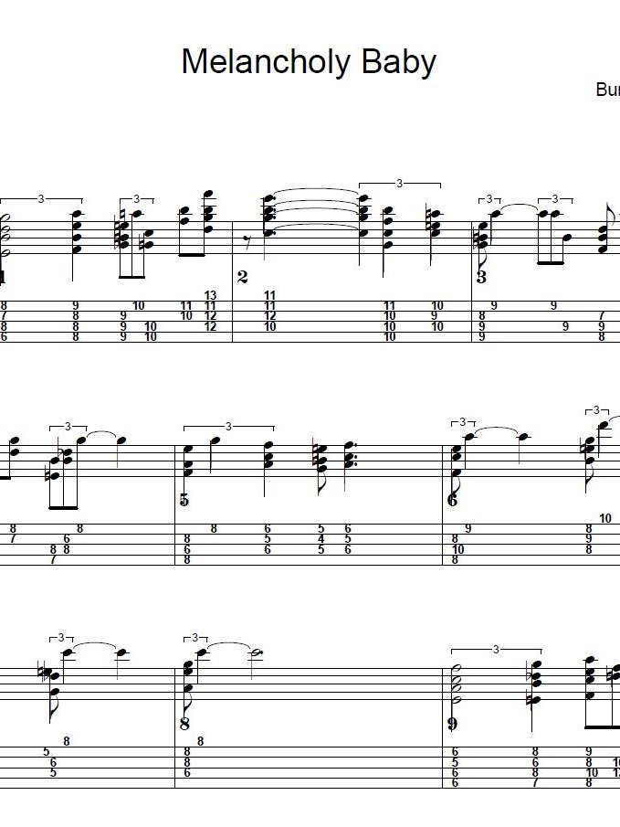 Melancholy baby - Guitar sheet music product image (1)