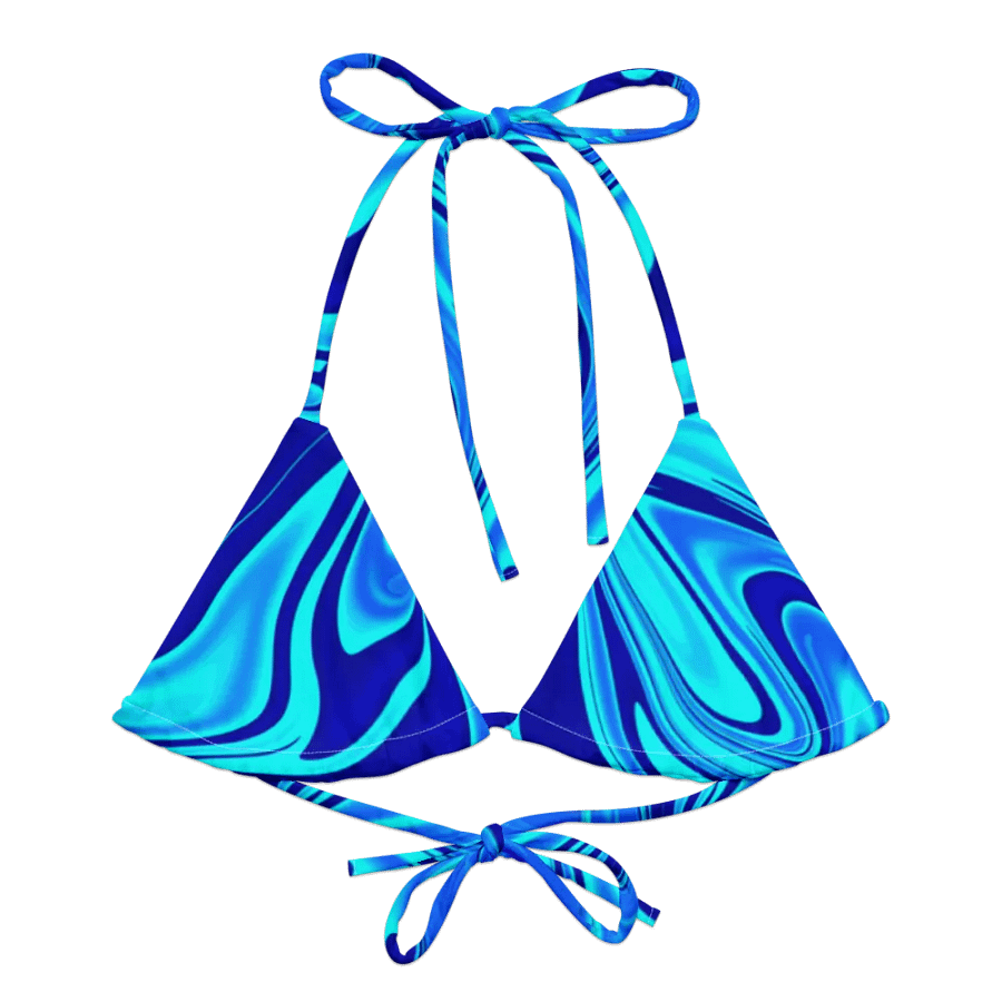 Padded String Bikini Top - Light and Dark Blue Digital Fluid Art product image (5)