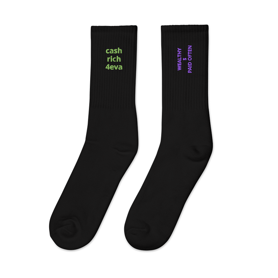 PURPLE PALACE & FAST MONEY GREEN WEALTHY $ PAID OFTEN Crew Socks product image (1)