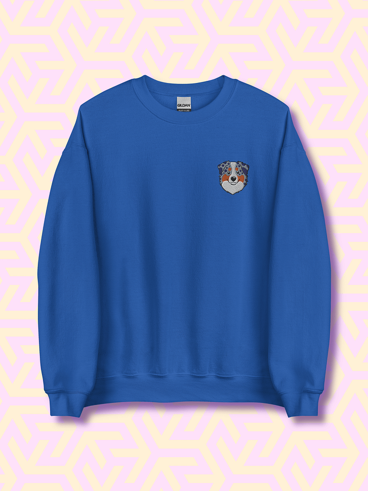 Whimsical Australian Shepherd Dog Face Crewneck Sweatshirt product image (1)