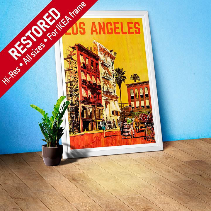 Los Angeles, USA, Hollywood, 1960s — retro vintage travel poster, retro travel art, retro travel wall art product image (1)