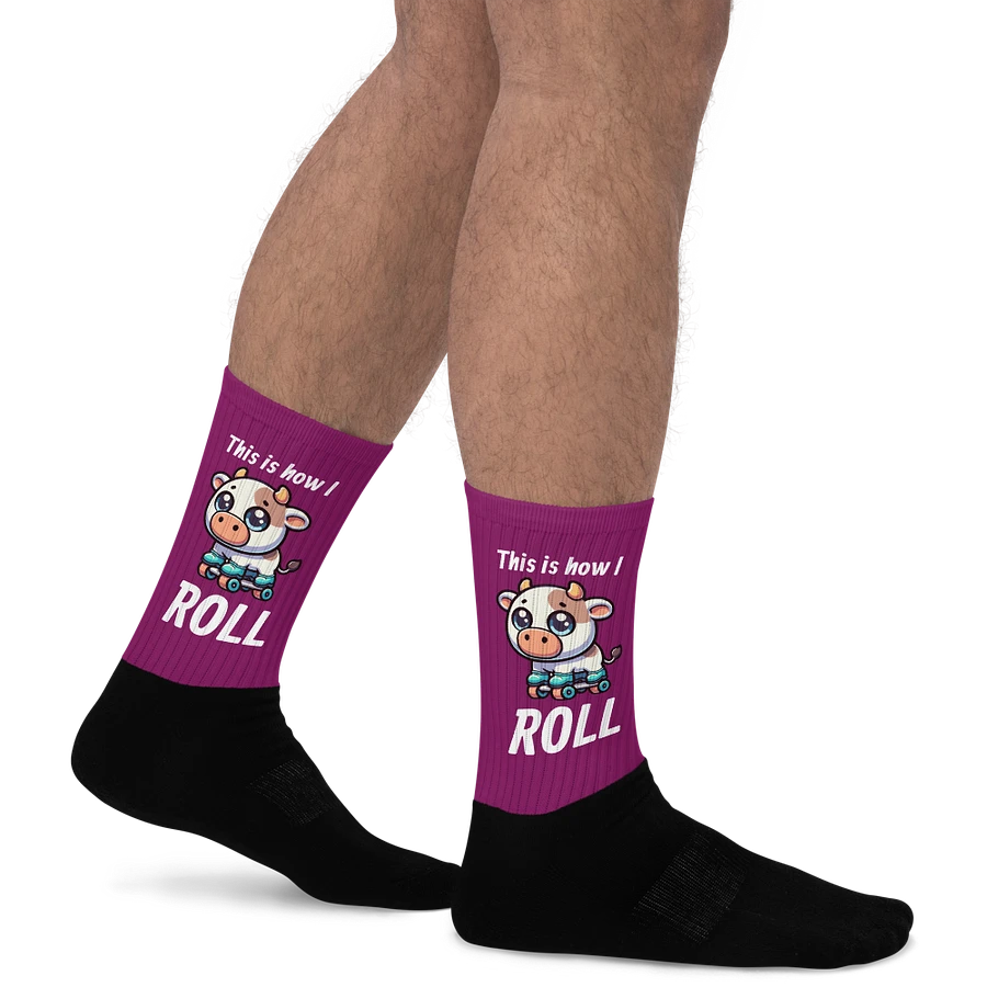 Rollerblading Cow Funny Socks product image (22)