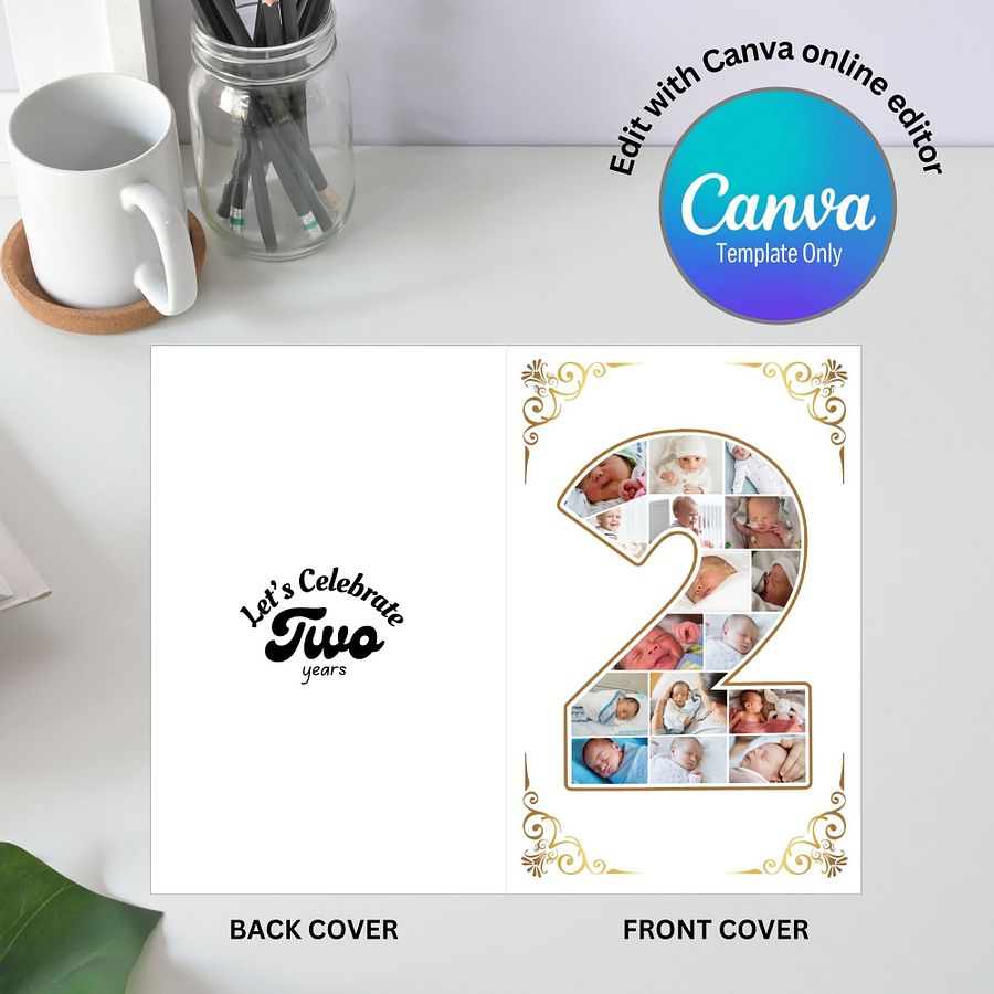 Two Year Celebration Card Photo Collage Canva Template product image (5)