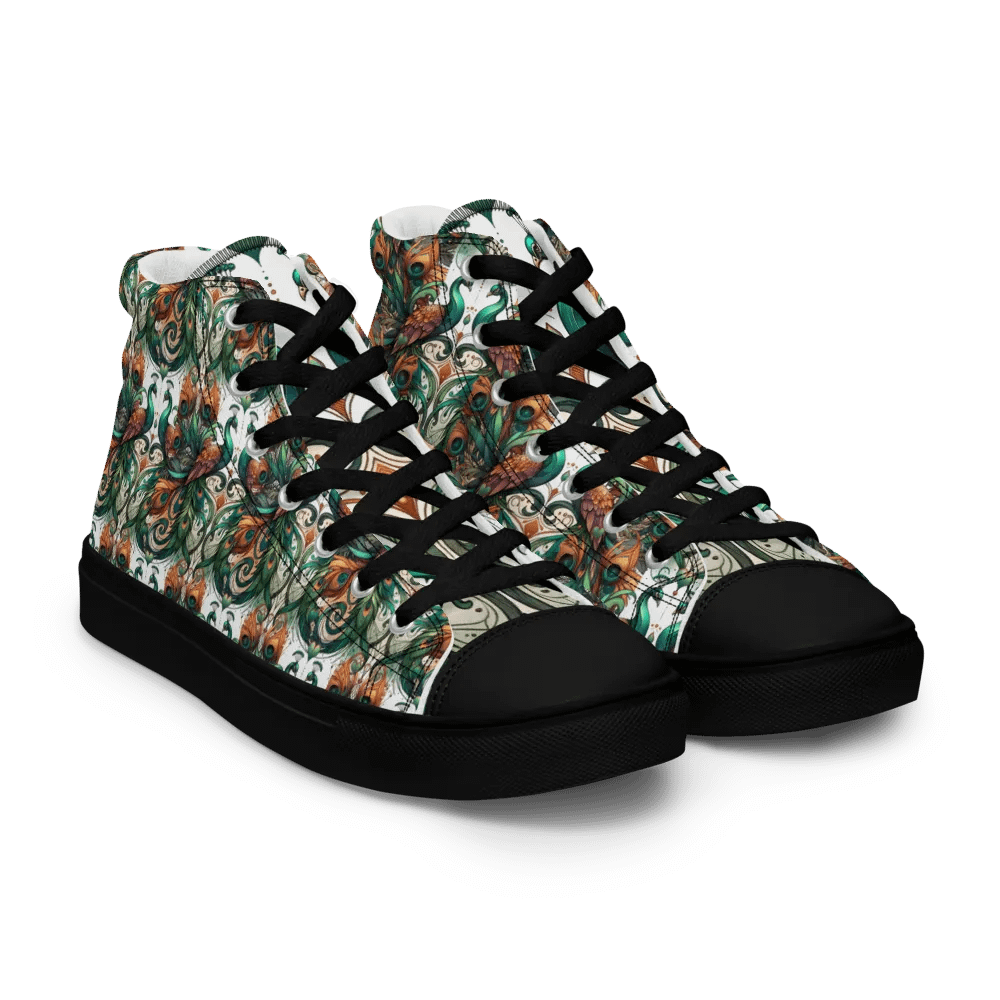 Peacock Feathers Women's High Top Canvas Shoes product image (11)