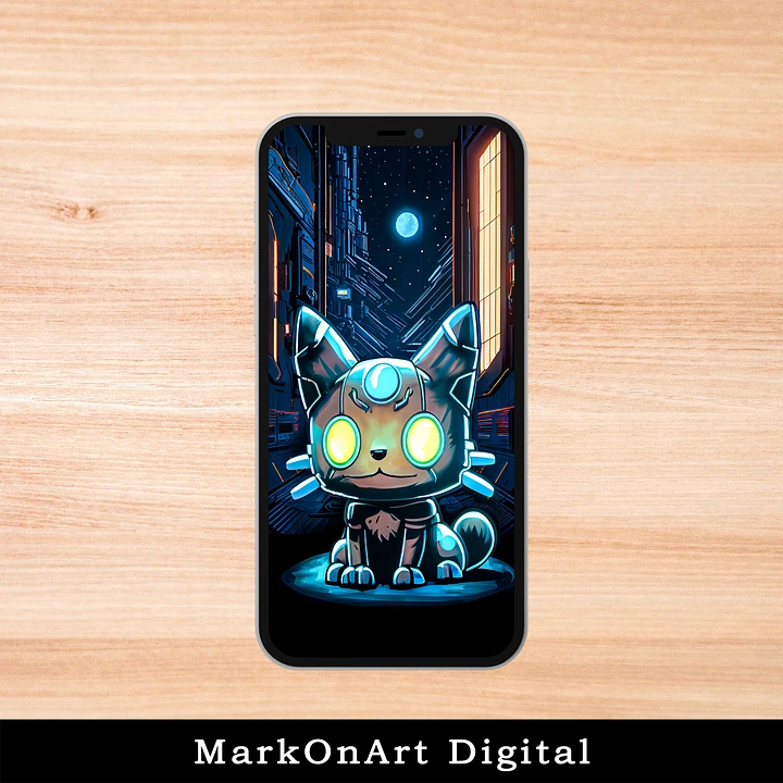 Robot Cat Sci-Fi Themed Art For Mobile Phone Wallpaper or Lock Screen | High Res for iPhone or Android Cellphones product image (1)