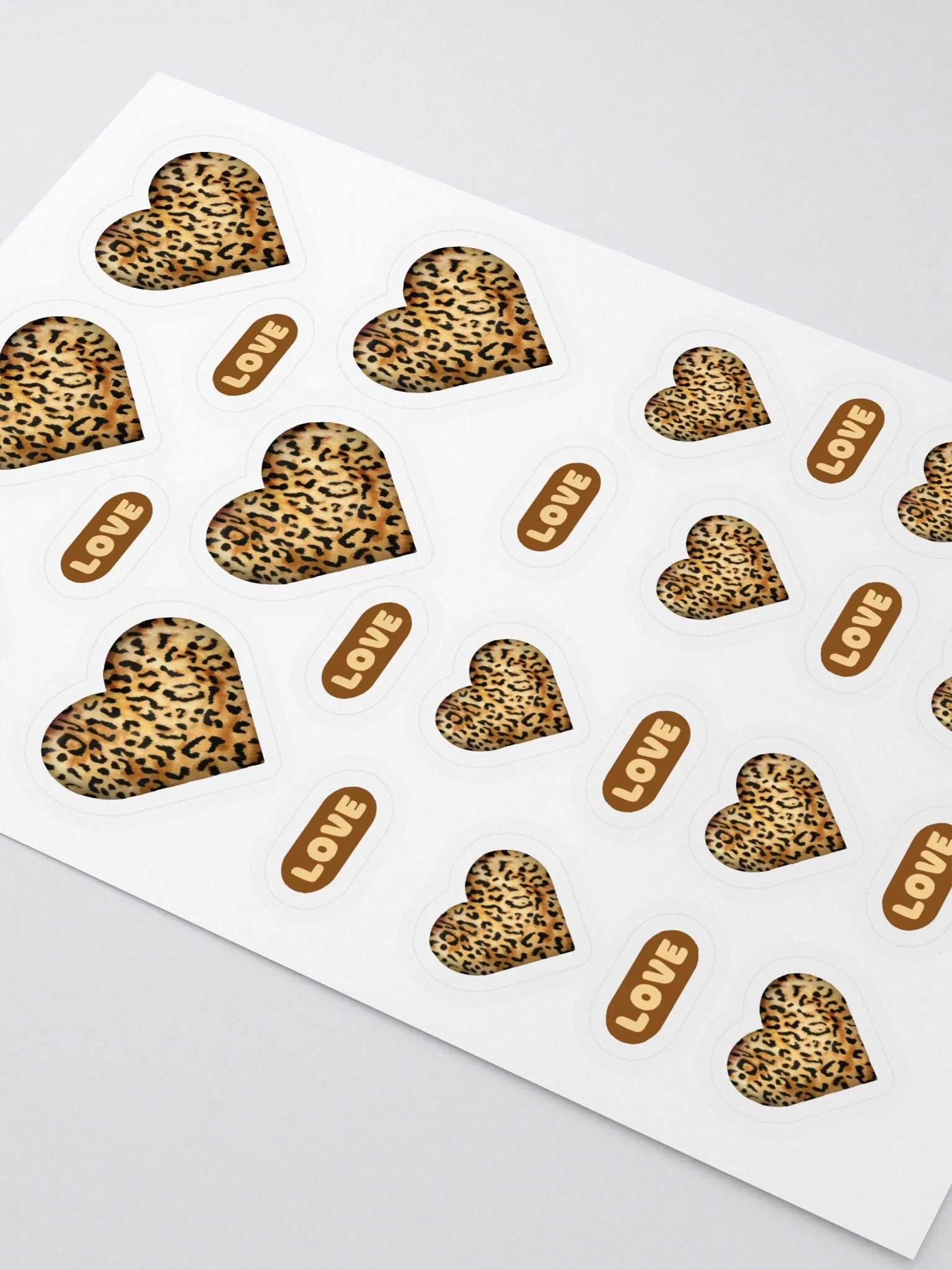 Leopard Skin Hearts in Orange Gold - Sticker Sheet product image (3)