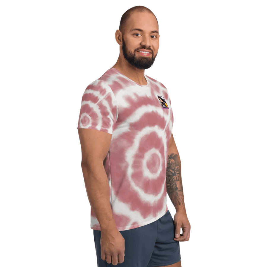 Comic-Inspired Pink Tie-Dye Athletic Tee product image (5)