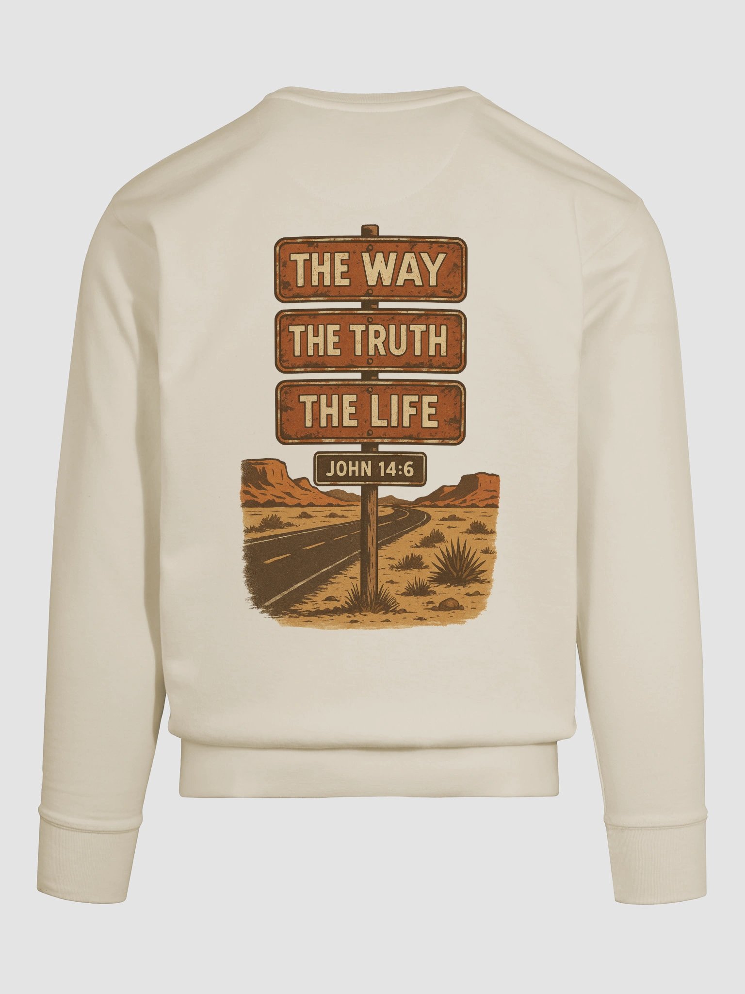 The Way, The Truth, The Life – Vintage Road Sign (John 14:6) Crewneck product image (11)
