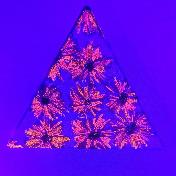 'Orange Poppies' UV Reactive / Glow in the Dark Impasto Painting product image (2)