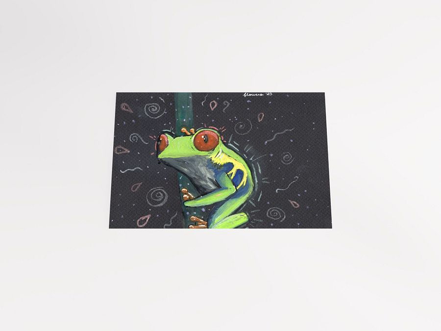 vibrant green tree frog - gouache and watercolour on black paper - print product image (12)