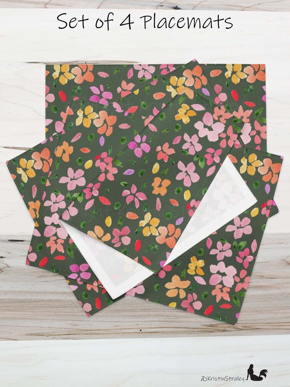 Spring Flowers on Olive Green Placemat Set of 4 product image (3)