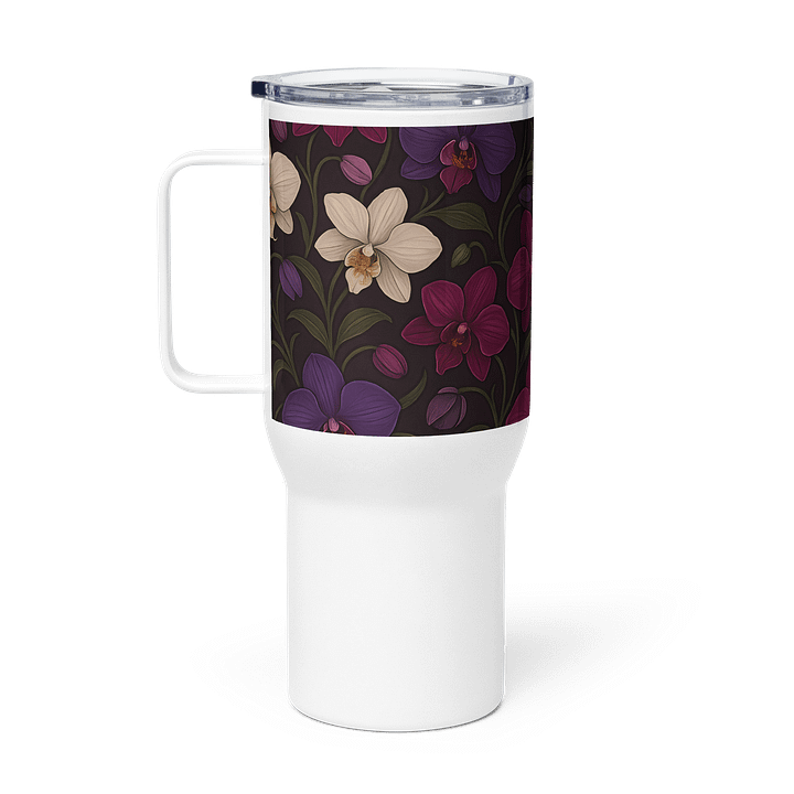 Purple and White Orchid Tumbler – 20oz Stainless Steel Floral Travel Cup product image (1)