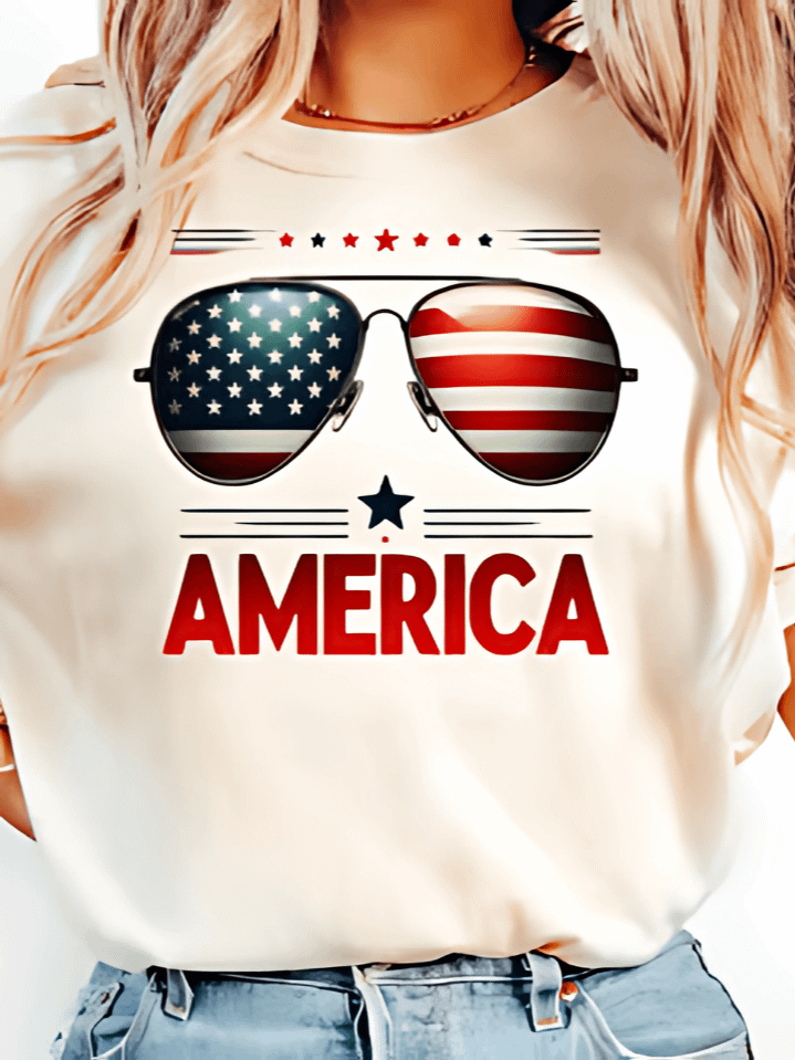 Merica Glasses USA Shirt Sublimation – Fun Patriotic 4th of July Design – Unisex & Women's Independence Day PNG – American Celebration Theme – 300 DPI Instant Download product image (1)