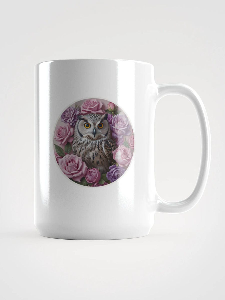 Owl and Roses White Glossy Mug product image (1)