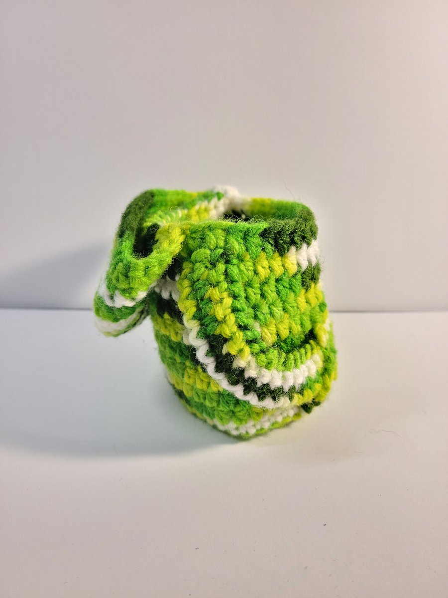 Handmade Crocheted Green Hoodie Drink Cozy product image (2)