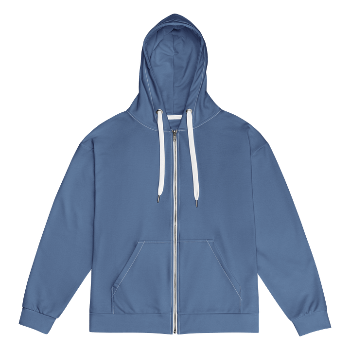 Denim Inspired Cool Blue Solid Color Eco Friendly Unisex Zip Hoodie product image (1)