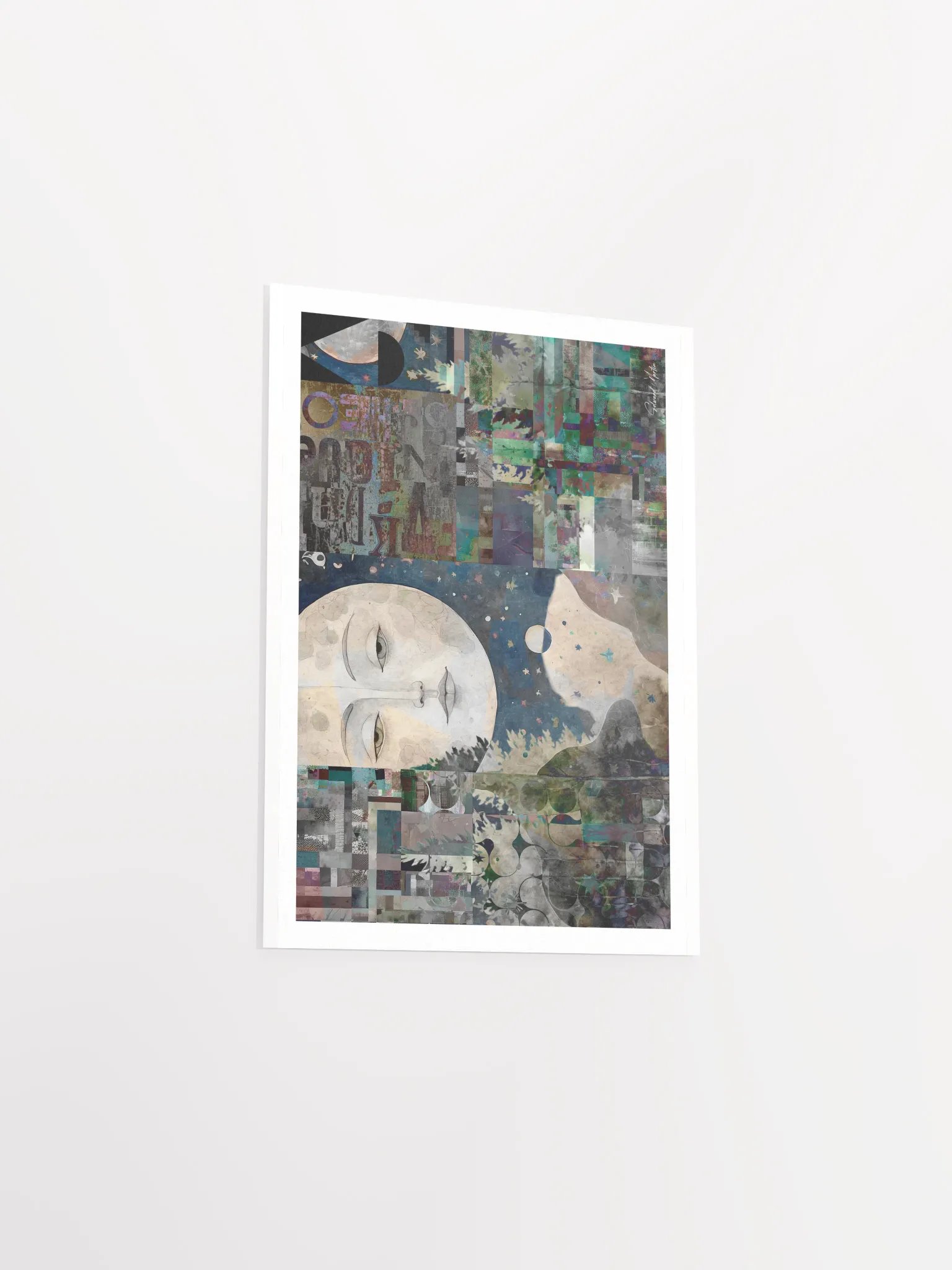 'Lunar Guide' by Edward Martin-Mixed Media Collage: Celestial Face Poster product image (4)