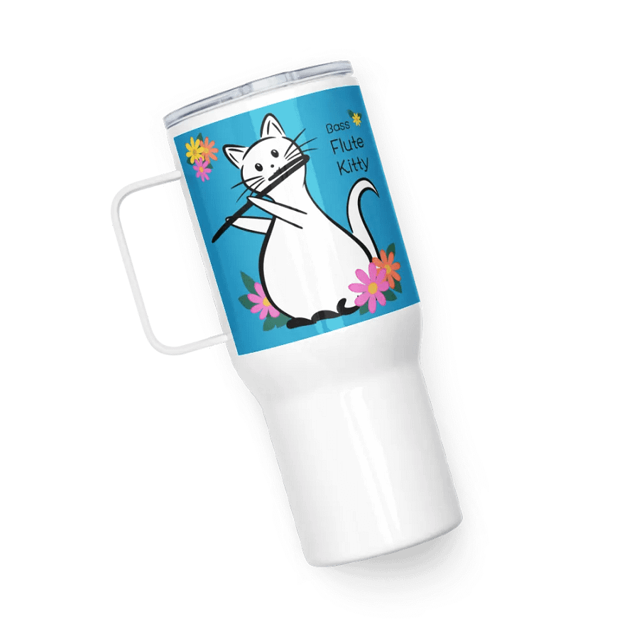 Flute Kitty Travel Mug w handle - Bass Flute product image (5)
