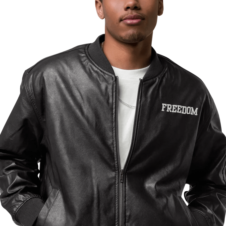 Freedom Faux Leather Bomber Jacket product image (9)