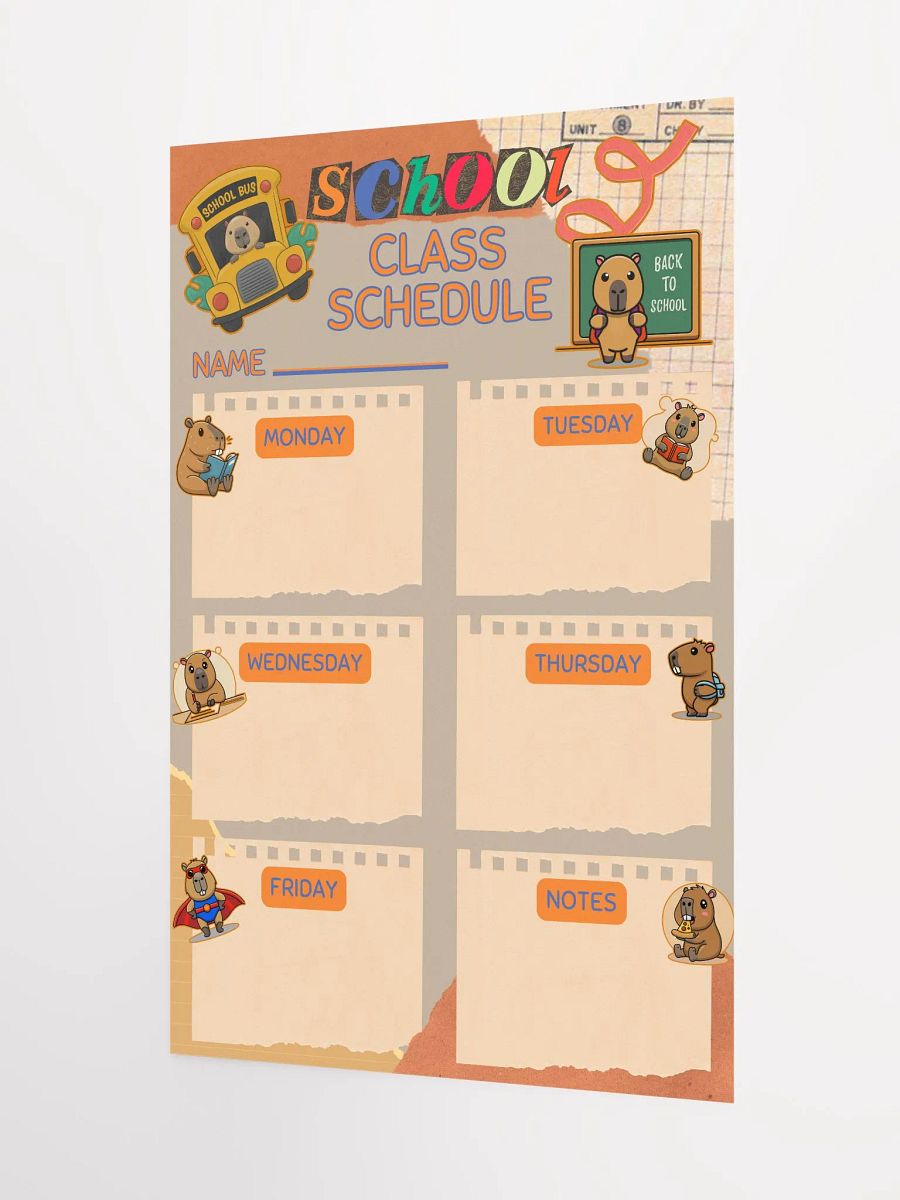 Cute Capybara School Class Schedule Poster product image (4)