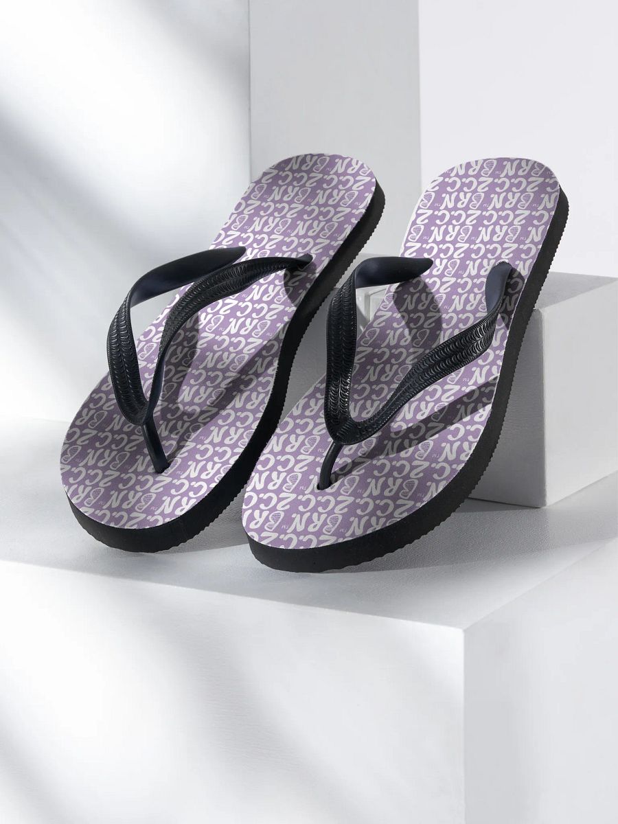 BOURNE to Flip Flop™ | Cape Cod Vibes for Your Soles | Mini BRN.2C.C. Logo Repeat Sandals | White Logo on East Side Lavender product image (1)