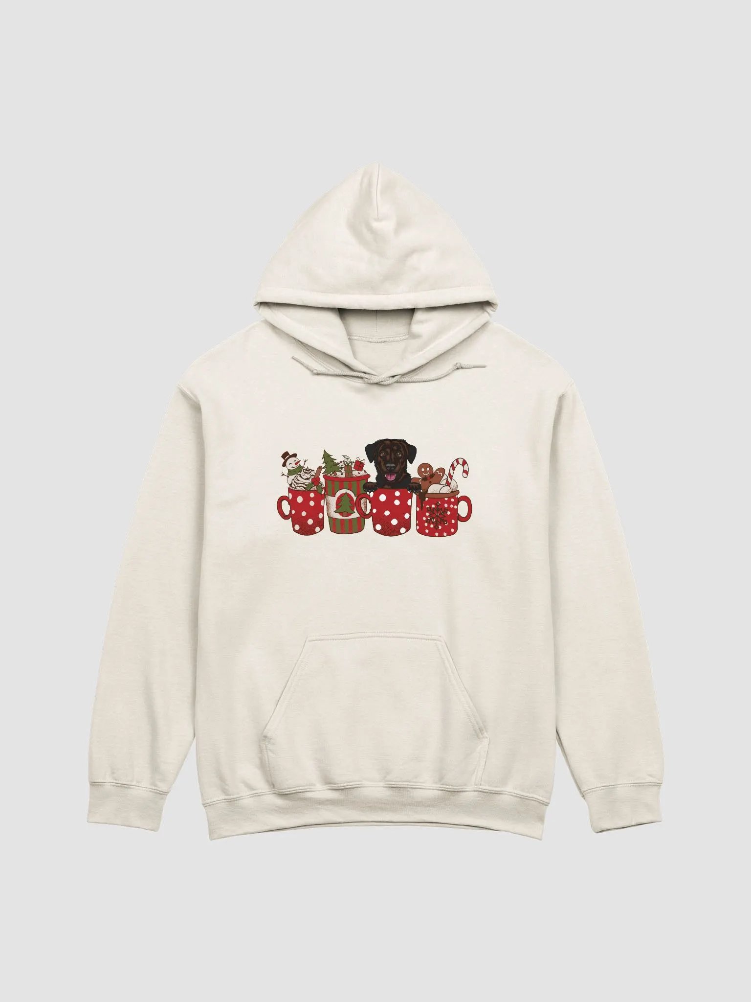 Cute Labrador Retriever(Chocolate) in a Christmas Cup Hooded Sweatshirt | Funny Christmas Pup in a Cup product image (19)