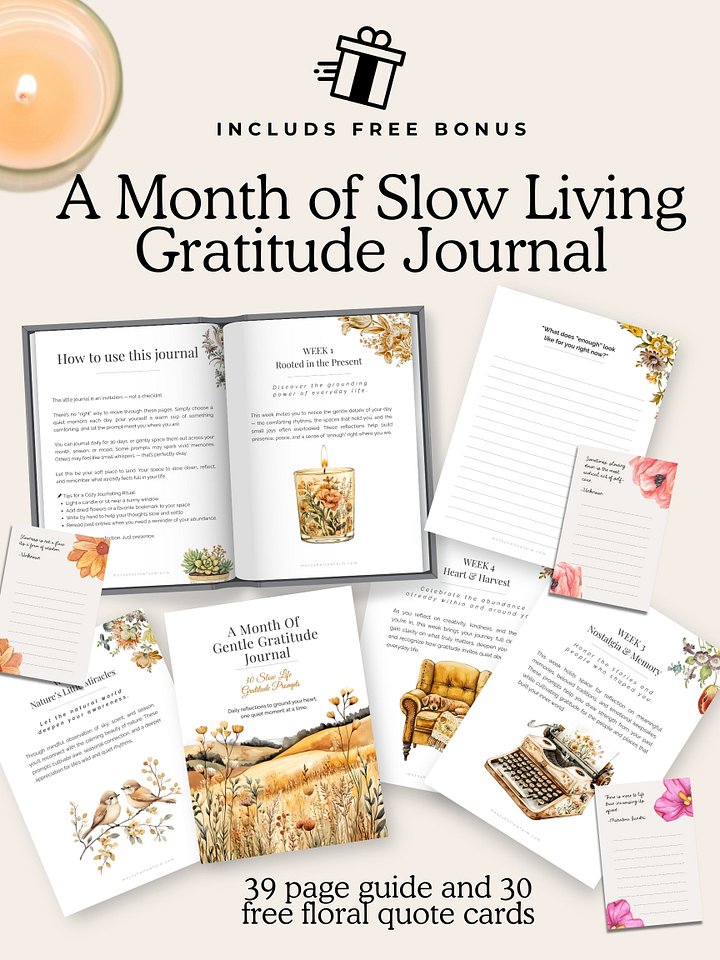 A Month of Slow Living Gratitude Journal — 30-Day Guided Reflections for a More Intentional Life product image (2)