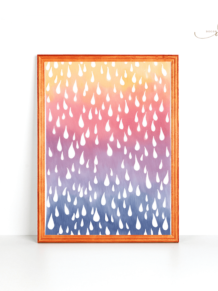 Watercolour Painting Printable Wall Art of RAINBOW RAINDROPS product image (1)