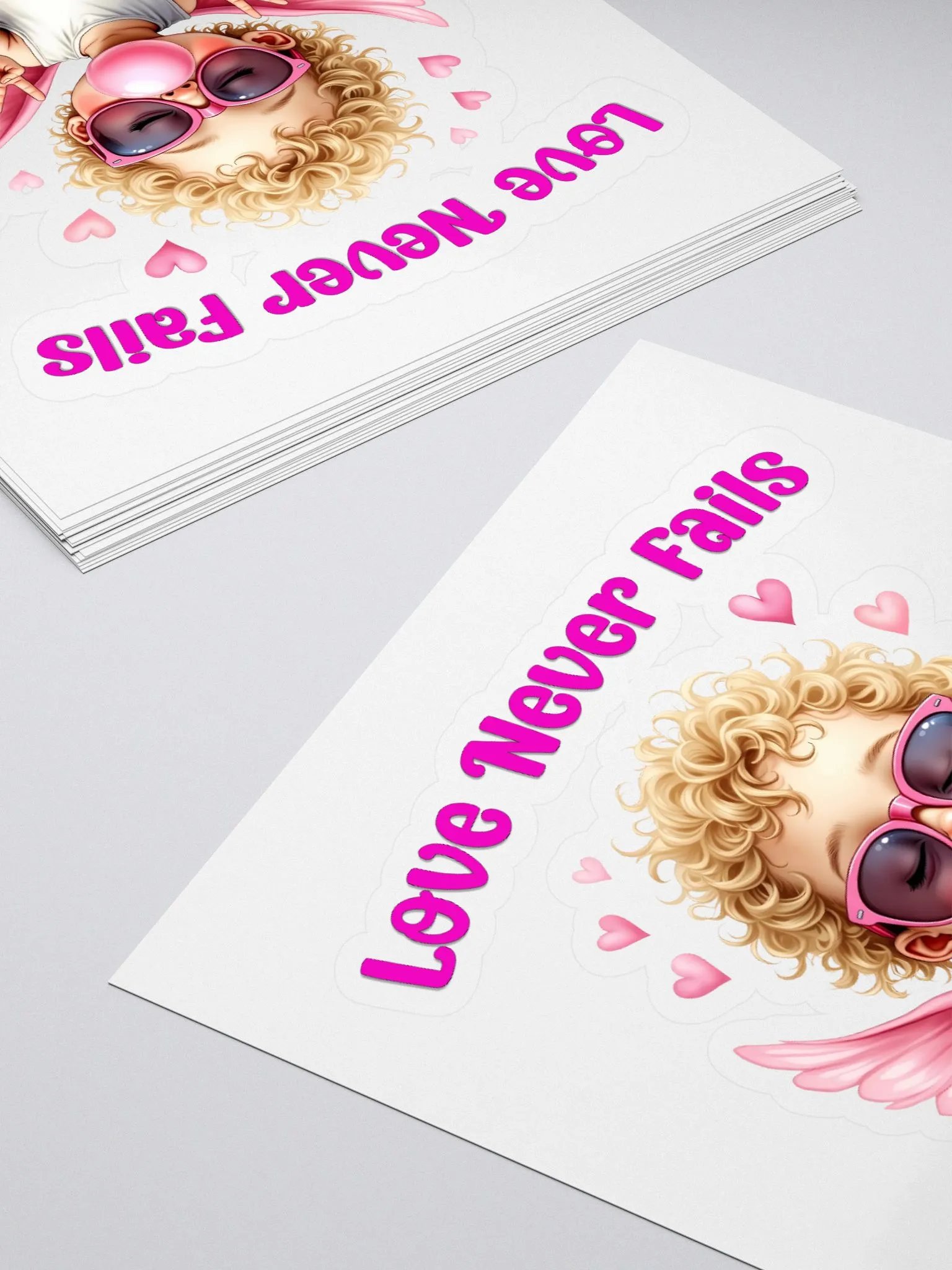 Love Never Fails Valentine Retro Cupid Valentine's Day Kiss Cut Stickers product image (4)