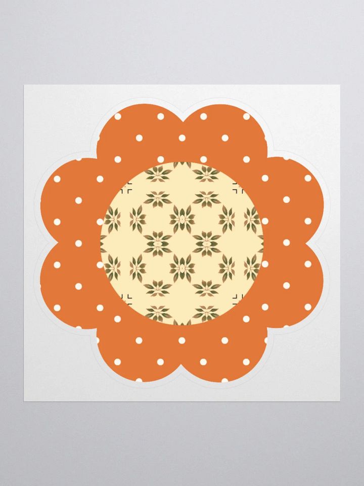 Orange Floral Sticker – Dotted Petals and Beige Patterned Center product image (1)