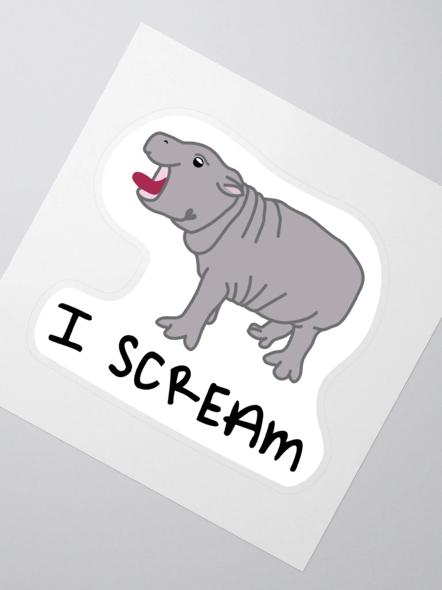 Screaming Hippo Sticker | Funny Animal Merch product image (3)