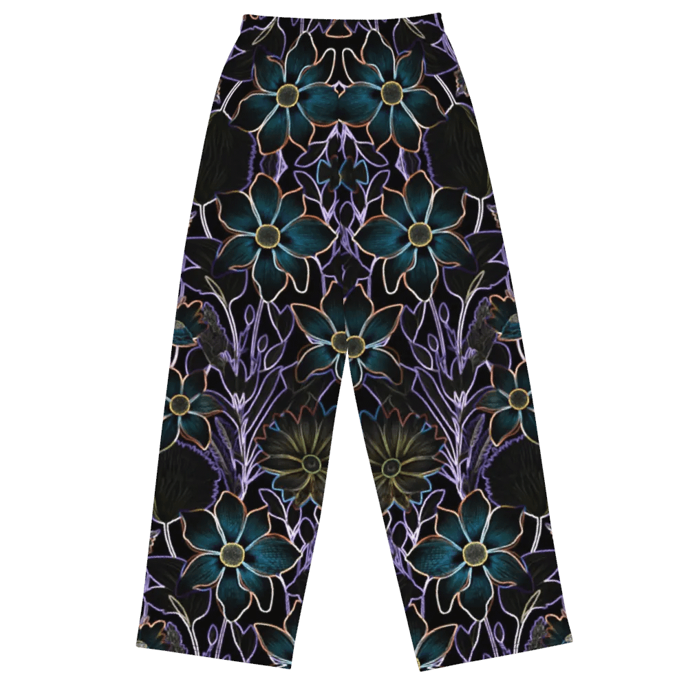 Trippy Dark Florals/All-Over Print Unisex Wide-Leg Pants by Sublicolor product image (3)