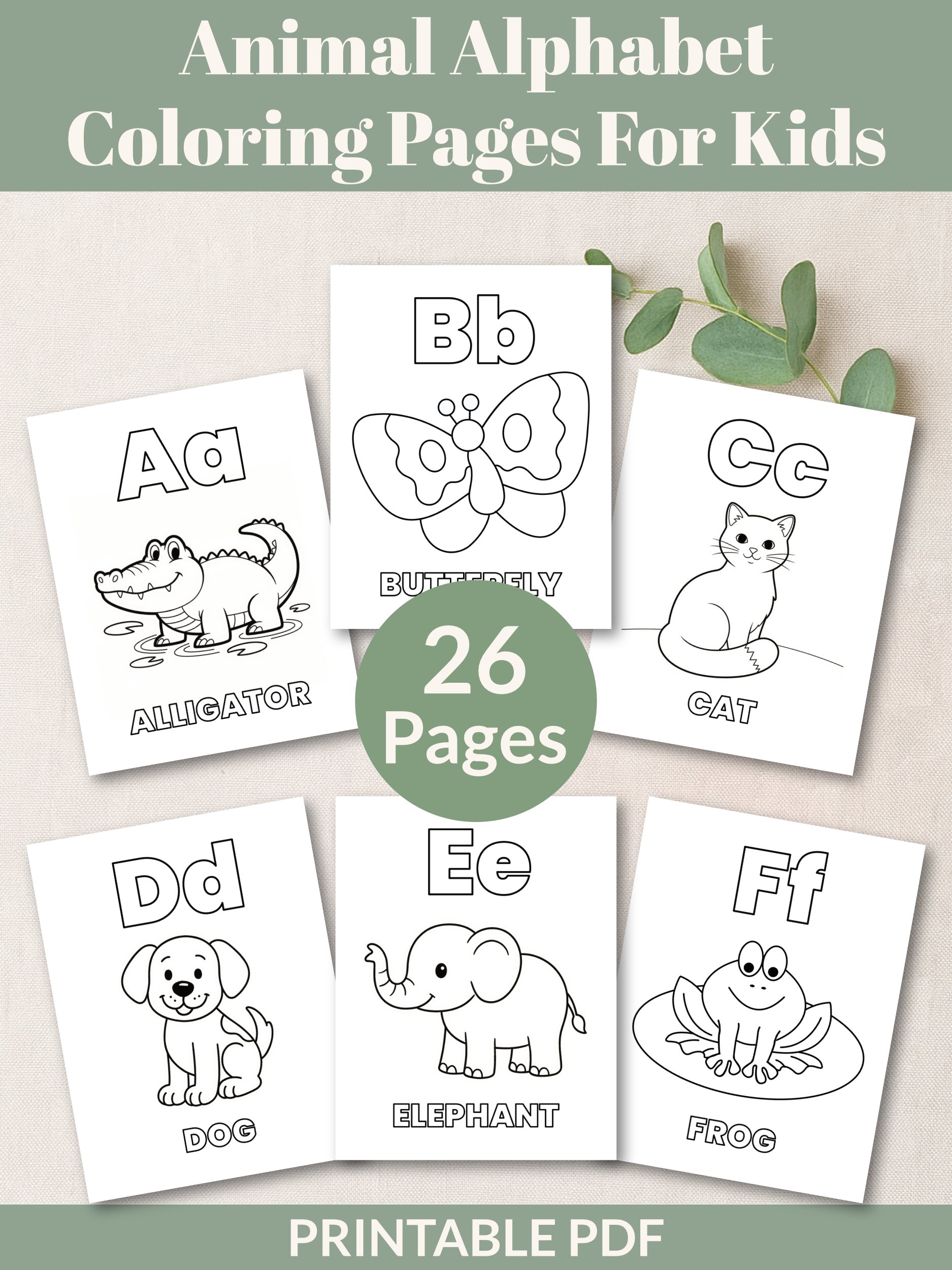 Printable Animal Alphabet Coloring Pages – 26 Fun & Easy Designs For Kids product image (1)