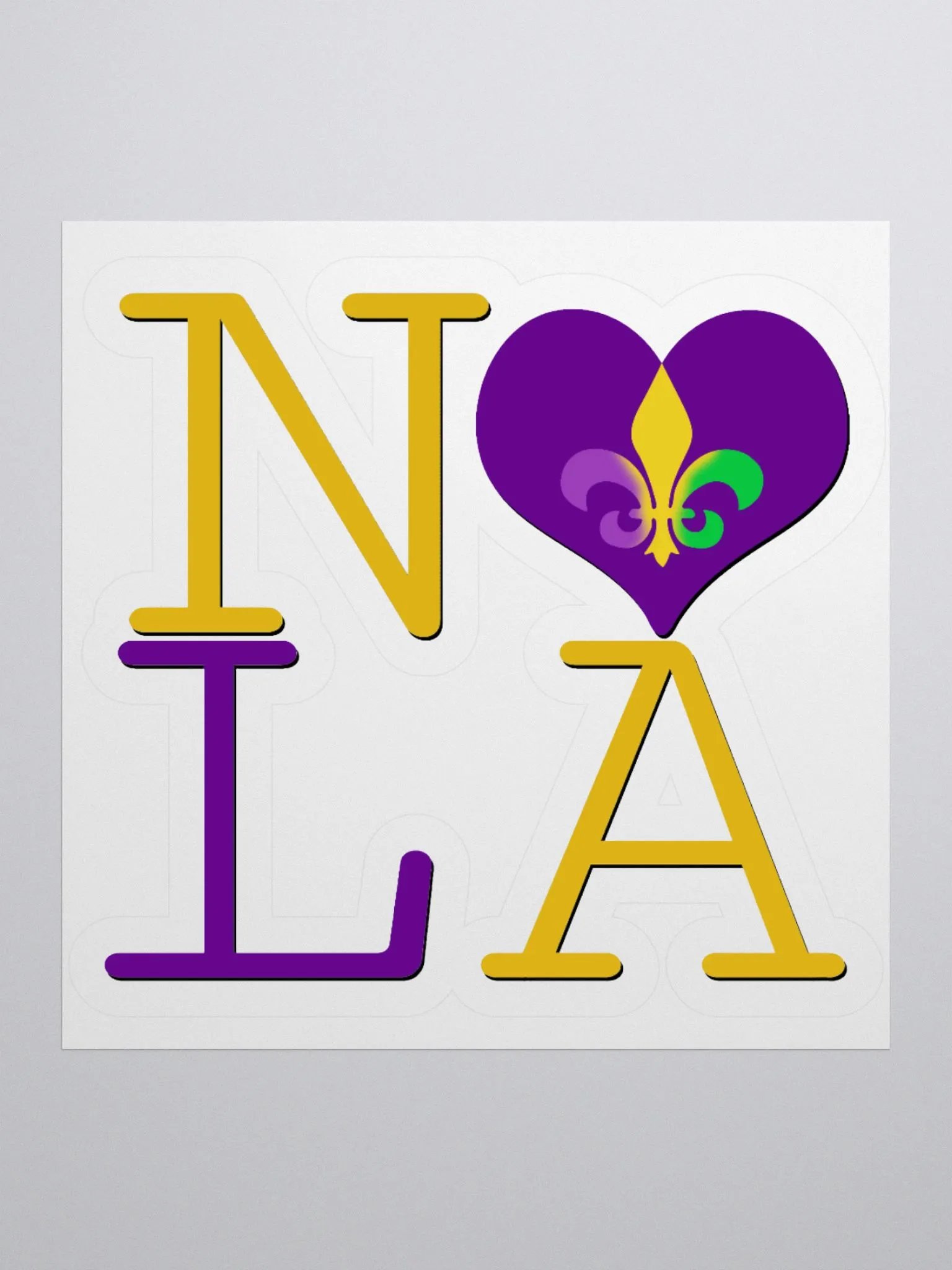 I LOVE NOLA **BIGSHOT STICKER** (MARDI GRAS 3 + IMAGE POP) product image (1)