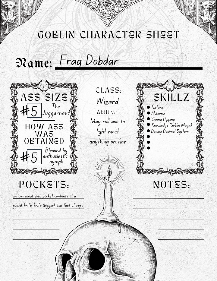 Goblin with a Fat A$$ | Character Sheets product image (1)
