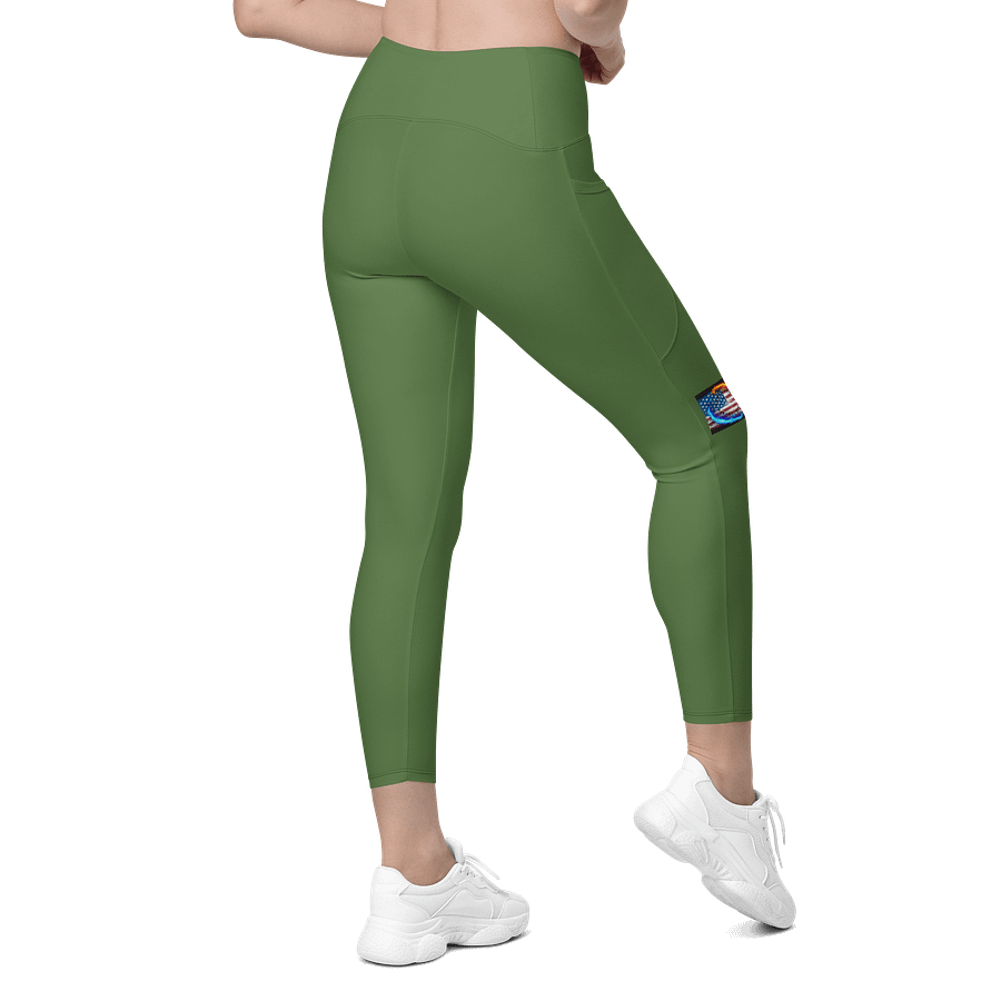 Leggings w pockets fern green small logo product image (8)