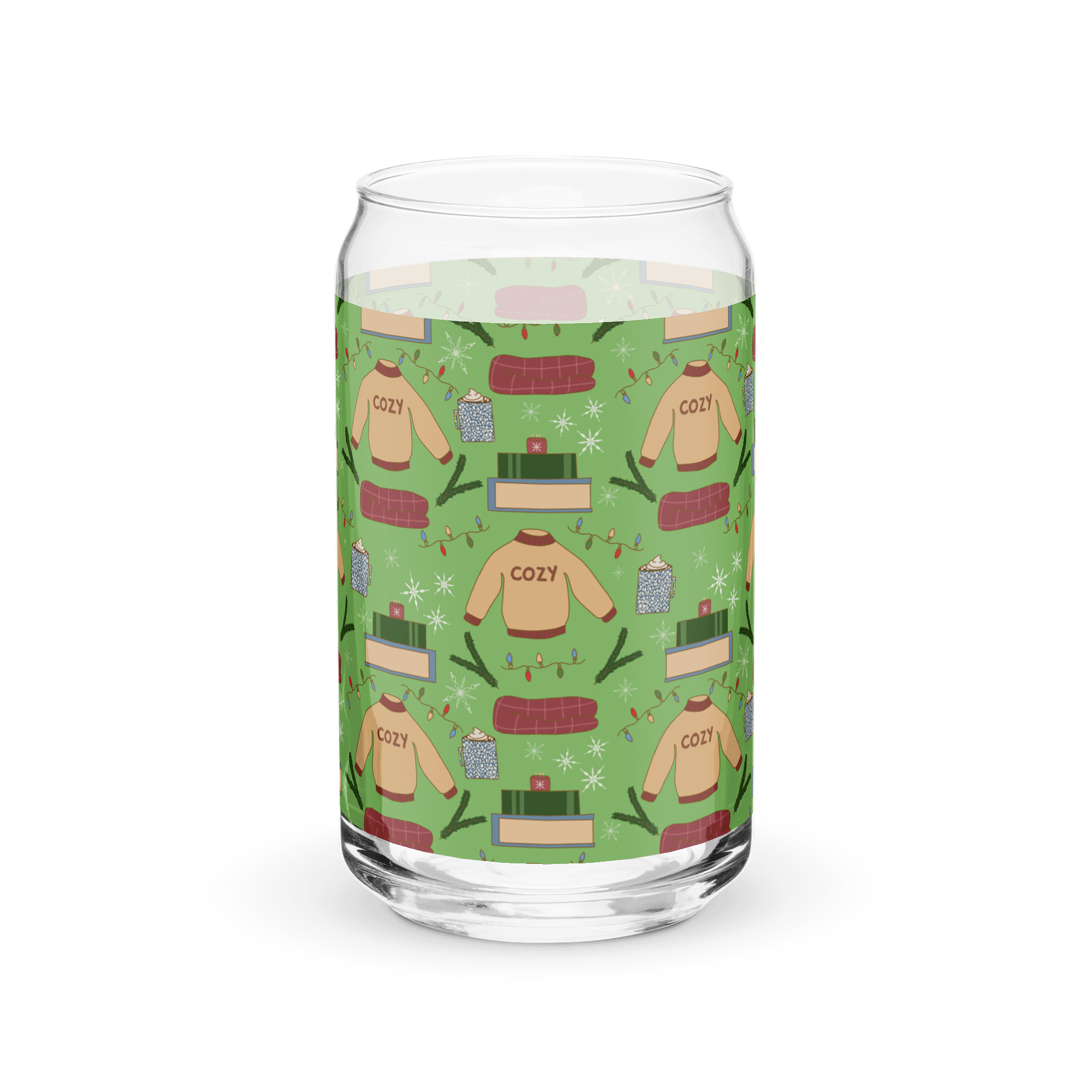 Cozy Winter Pattern in Green Glass Tumbler product image (2)