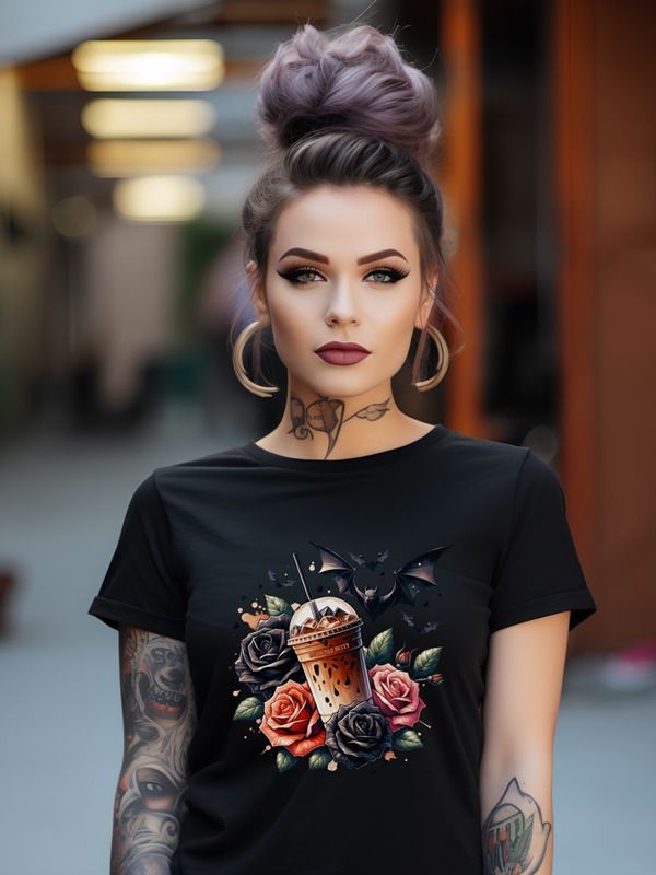 Gothic Rose And Bats Iced Coffee product image (1)
