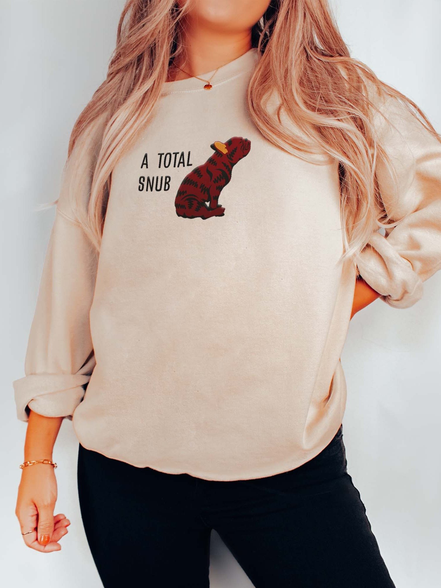 A Total Snub Sweatshirt (Embroidered) of a French Bulldog(Brindle) product image (2)