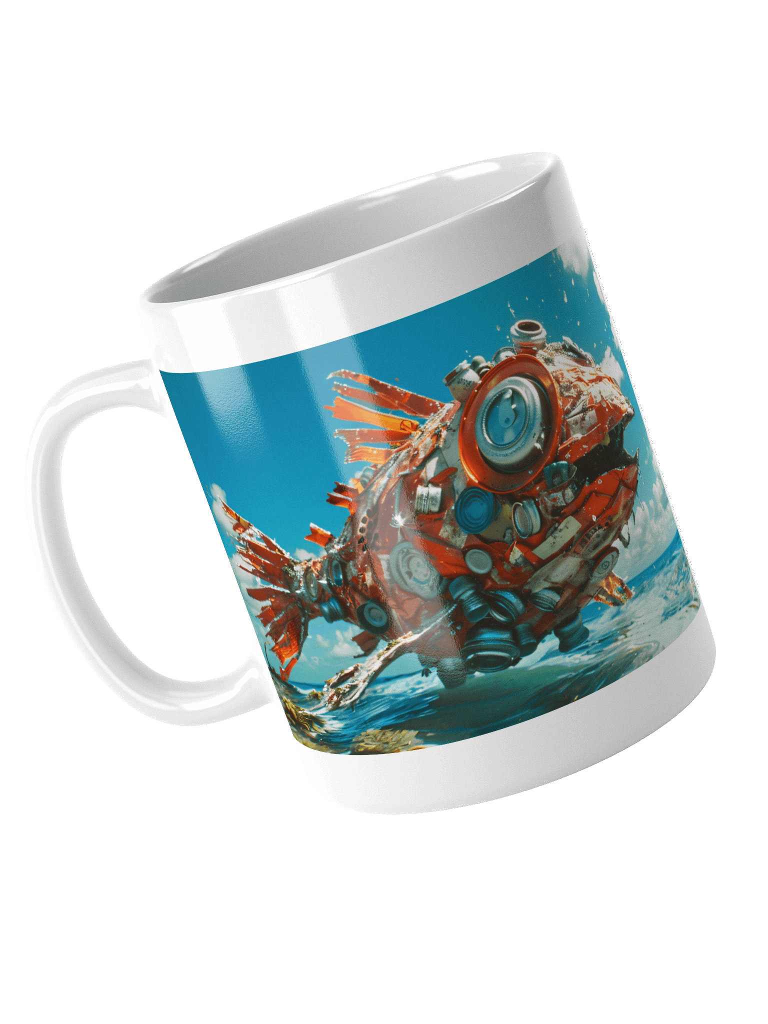 Surreal Marine Debris Ocean Pollution Fish Coffee Mug product image (4)