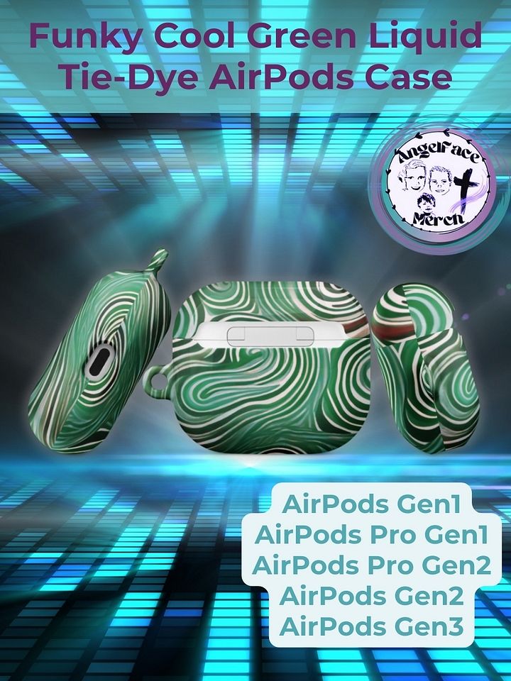 Funky Cool Green Liquid Tie-Dye Airpods Case product image (1)