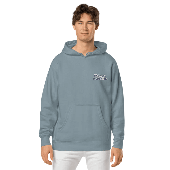 Habitual Instigator (L.C. navy bubble design) embroidered pigment hoodie product image (2)