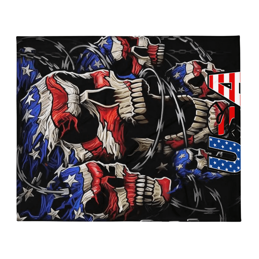 Patriotic Skulls Throw Blanket product image (1)