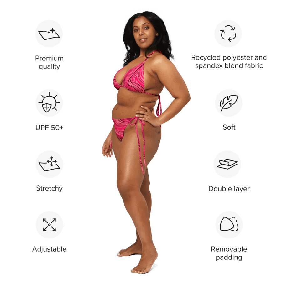 Bikini Set - Shades of Magenta Pink Digital Fluid Art product image (7)