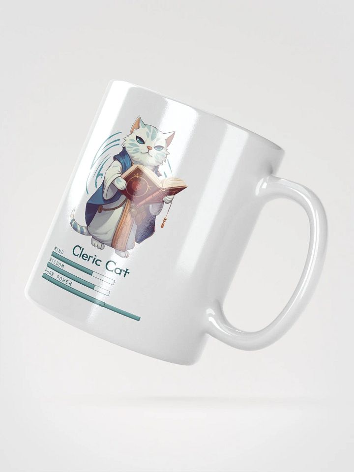 RPG Cleric Cat white ceramic mug 11oz 15oz 20oz for gamers and cat lovers product image (6)