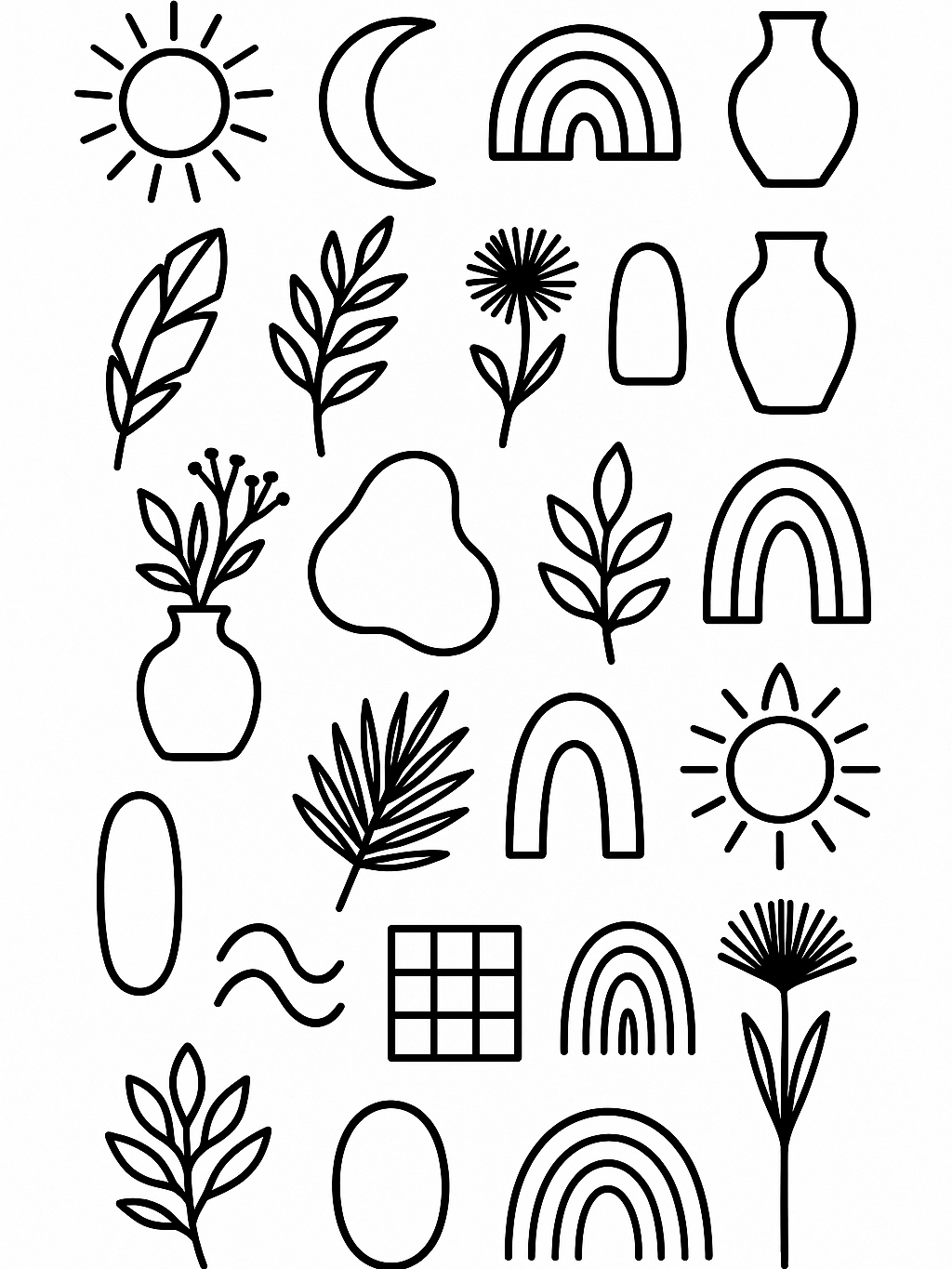 Boho Art Elements Bundle | Bohemian Clipart Set Neutral Abstract Shapes, Lines Motifs, Digital Design Graphics for DIY, Logos & Wall Art product image (10)